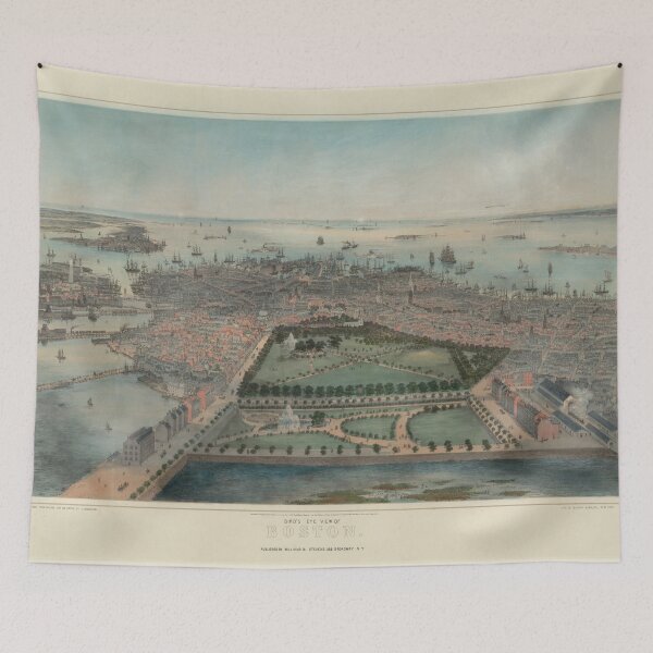 Item preview, Vintage Pictorial Map of Boston MA (1850) designed and sold by BravuraMedia.
