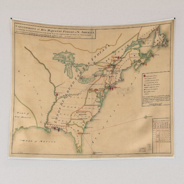 Item preview, Vintage Map of British Forces in America (1766) designed and sold by BravuraMedia.