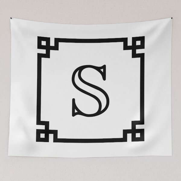 Item preview, Black Monogram S In A Black Greek Key Frame designed and sold by rewstudio.