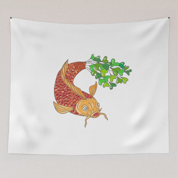 Item preview, Koi Nishikigoi Carp Fish Microgreen Tail Drawing designed and sold by patrimonio.
