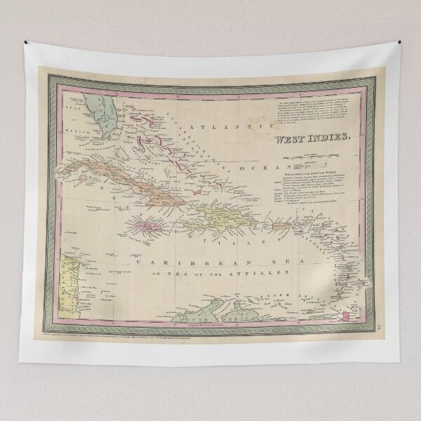 Item preview, Vintage Map of The Caribbean (1850) designed and sold by BravuraMedia.