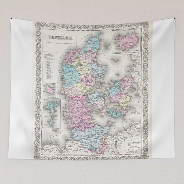 Item preview, Vintage Map of Denmark (1855) designed and sold by BravuraMedia.
