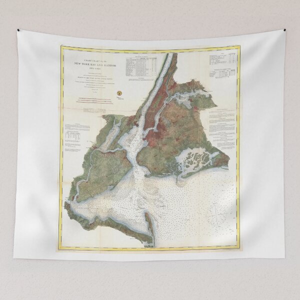 Item preview, Vintage Map of New York City Harbor (1866) designed and sold by BravuraMedia.
