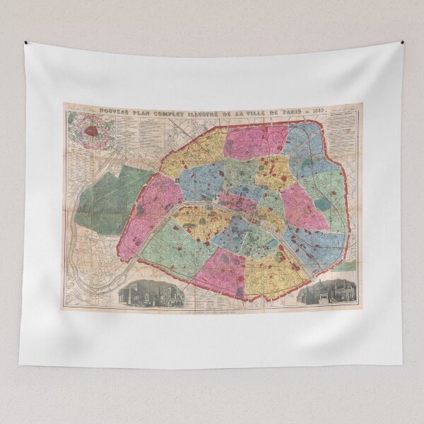 Item preview, Vintage Map of Paris France (1889) designed and sold by BravuraMedia.