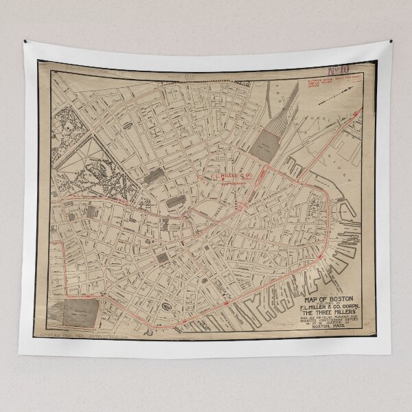 Item preview, Vintage Map of Downtown Boston MA (1911) designed and sold by BravuraMedia.
