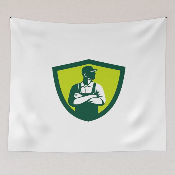 Item preview, Organic Farmer Arms Folded Looking Side Crest Retro designed and sold by patrimonio.