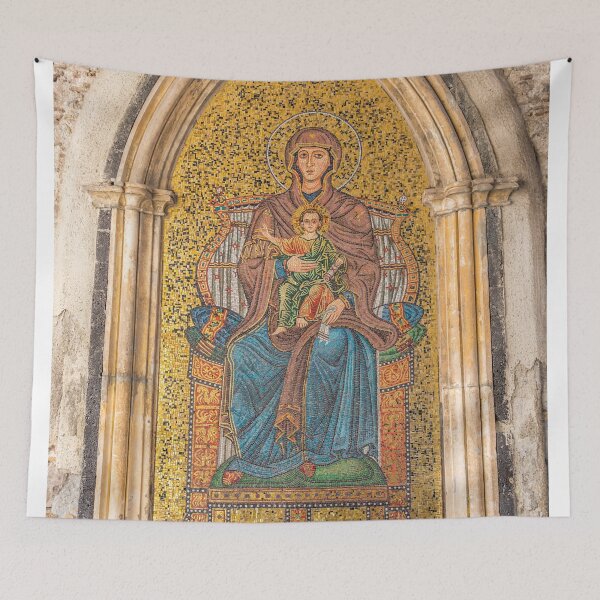 Item preview, Ancient Golden Mosaic of Madonna and Child on a Wall in Syracuse, Sicily, Italy designed and sold by Jon Shore.
