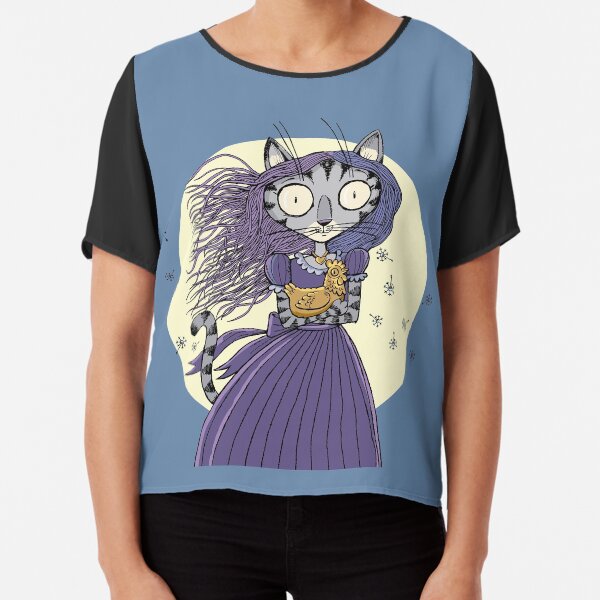 cat with a golden hen Chiffon Top