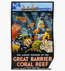 Australia Great Barrier Coral Reef Vintage Poster Poster