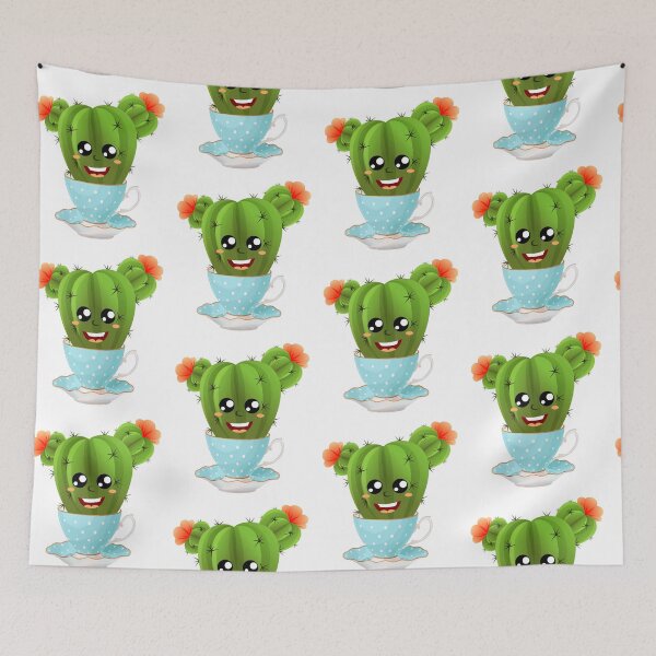 Item preview, Happy cactus in a pretty tea cup designed and sold by headpossum.