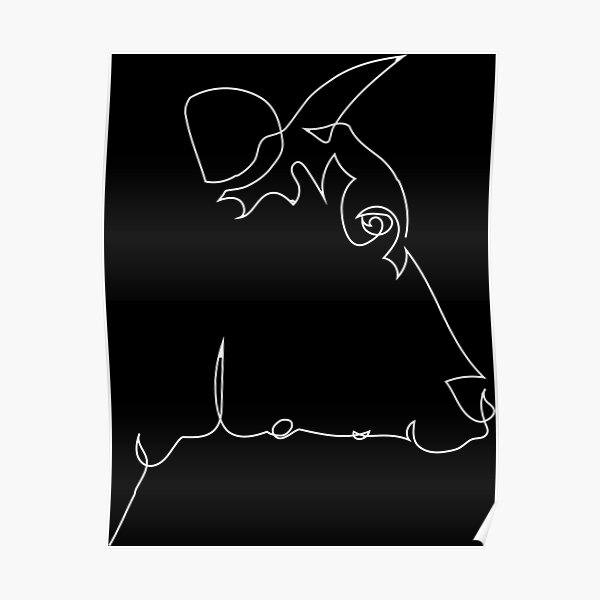 One Line Cow Poster