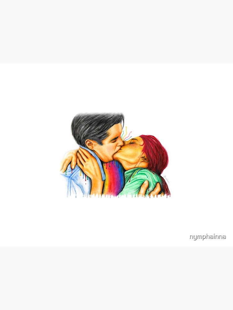 Romantic drawing of a kiss on the cheek. Cute couple sketch. Art Print by  Siret | Society6