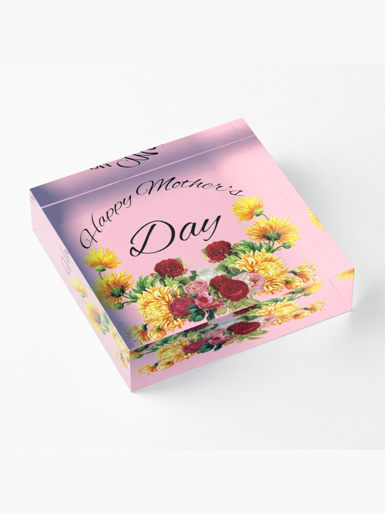 Alternate view of Happy Mothers Day Flowers Acrylic Block