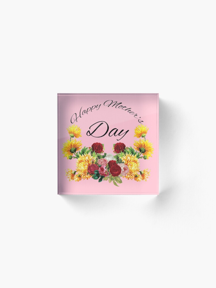Alternate view of Happy Mothers Day Flowers Acrylic Block