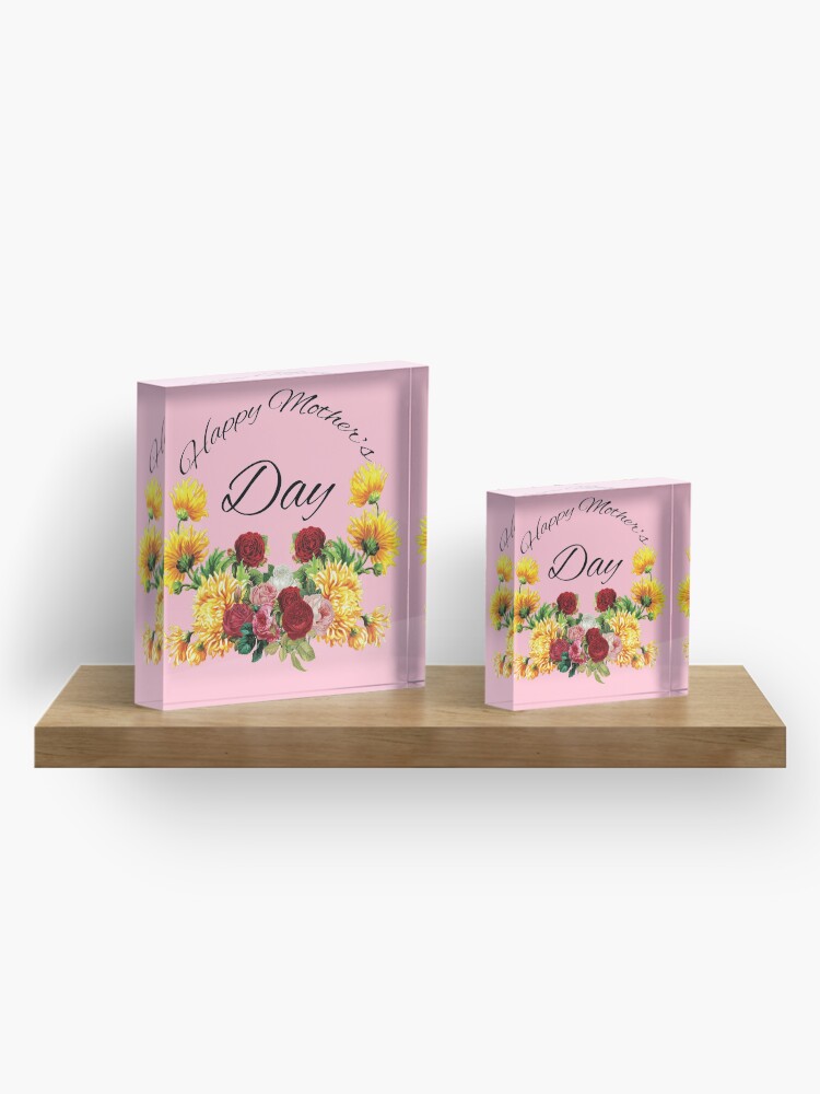 Alternate view of Happy Mothers Day Flowers Acrylic Block