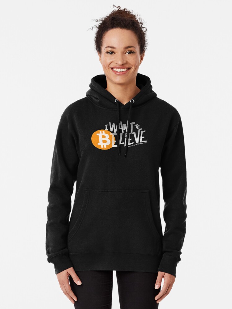 Thumbnail 2 of 5, Pullover Hoodie, I want to ₿elieve - Black designed and sold by the10mintrader.