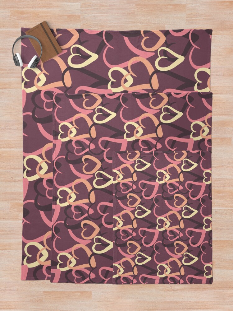 Alternate view of Sugary hearts on plum Throw Blanket
