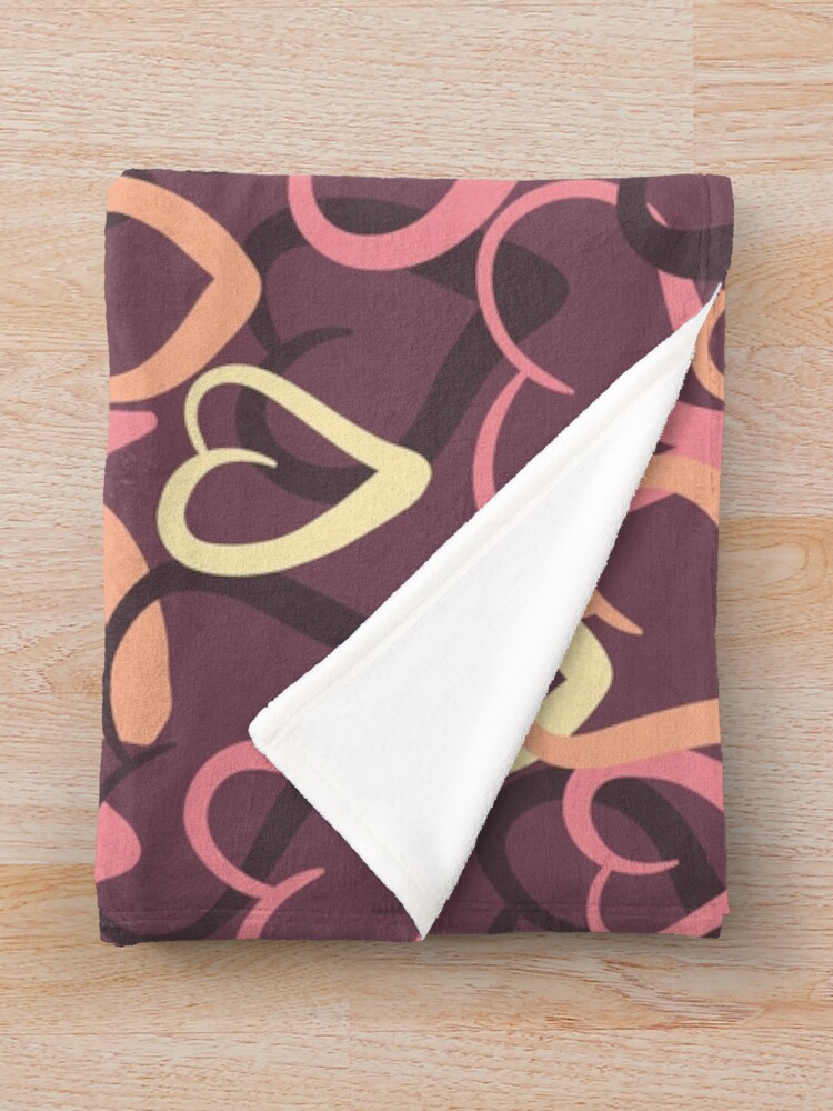 Alternate view of Sugary hearts on plum Throw Blanket
