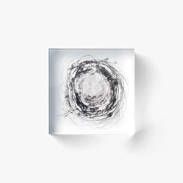 "Nest" monotype and fineliner artwork Acrylic Block