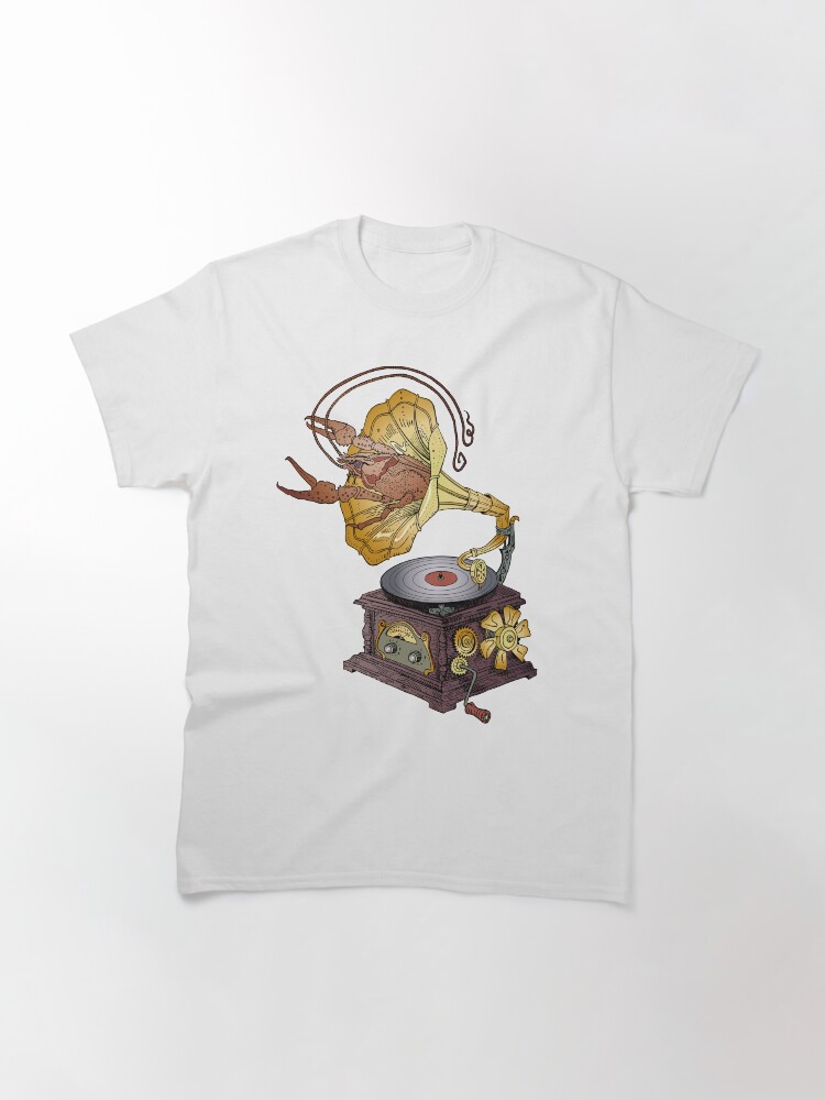 Alternate view of Grotesque vintage steampunk style gramophone with lobster crawling out of it. Classic T-Shirt