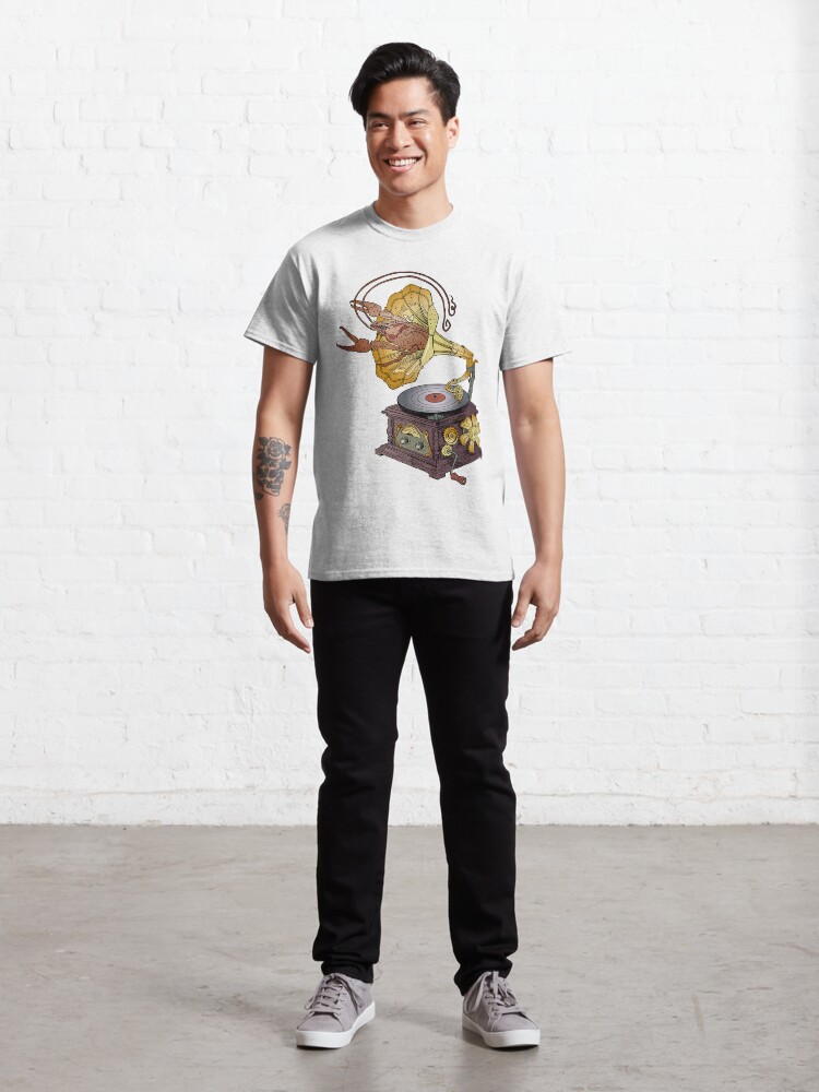 Alternate view of Grotesque vintage steampunk style gramophone with lobster crawling out of it. Classic T-Shirt