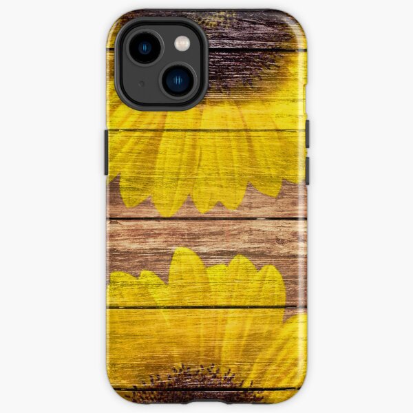 Yellow Sunflowers Rustic Vintage Brown Wood iPhone Tough Case