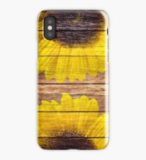 Yellow Sunflowers Rustic Vintage Brown Wood iPhone Case
