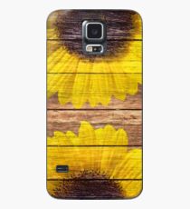 Funda/vinilo para Samsung Galaxy Yellow Sunflowers Rustic Vintage Brown Wood