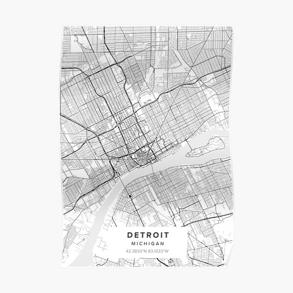 Detroit MI Map Poster