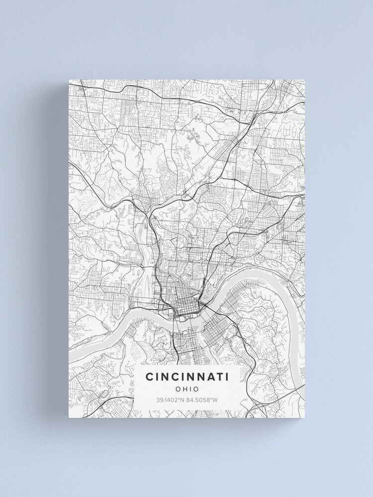 Thumbnail 2 of 3, Canvas Print, Cincinnati Map designed and sold by Kara515.