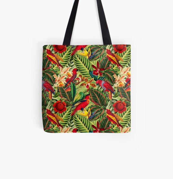 Vintage Tropical Bird Jungle Garden All Over Print Tote Bag