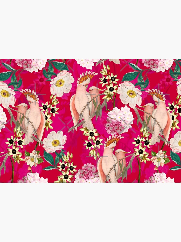 Vintage Tropical Bird Jungle Garden Pink by UtArt