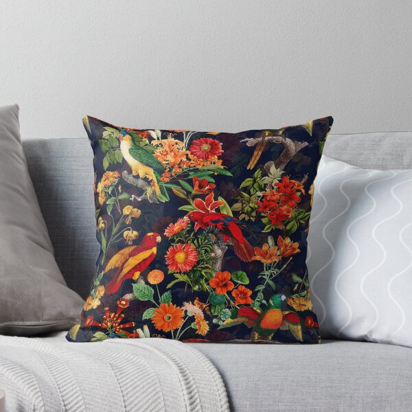 Item preview, Vintage Tropical Bird  Night Jungle Botanical Night Garden dark blue Nightgarden designed and sold by UtArt.