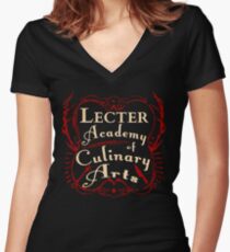 Lecter Academy of Culinary Arts. Women's Fitted V-Neck T-Shirt