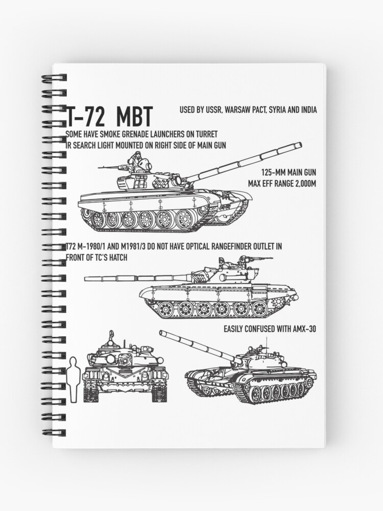 T 72 Russian Main Battle Tank Blueprint Gift Spiral Notebook By Battlefield Redbubble