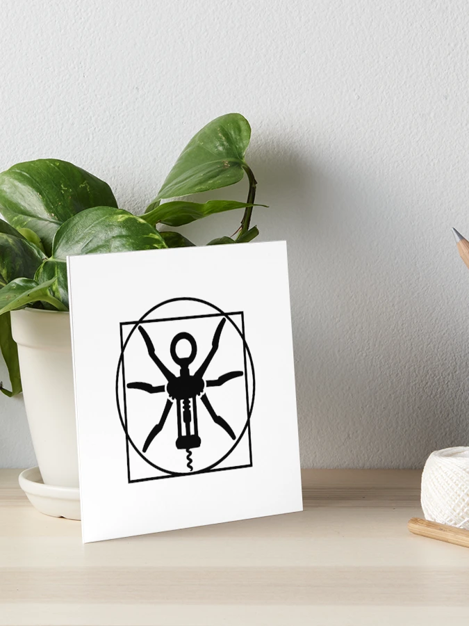T-shirt Humoristique Tire-bouchon Barman - Dessin De L'homme De Vitruve De Vinci, Cadeau Pour œnophiles