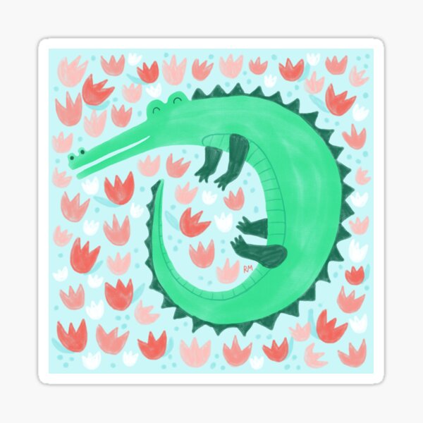 Alligator Loves Tulips Sticker