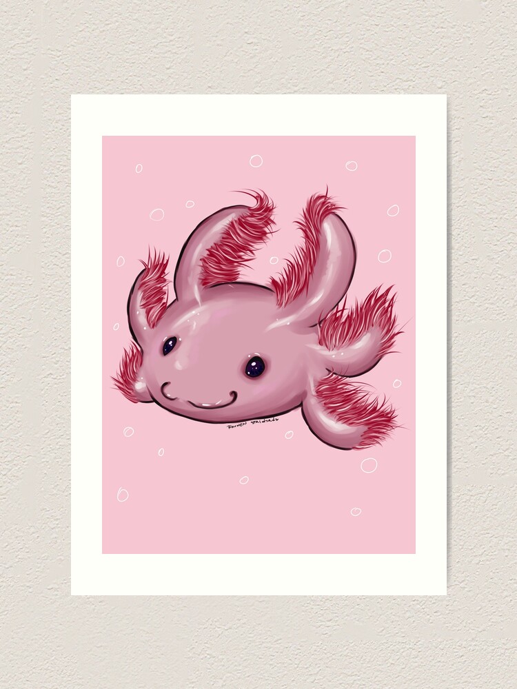 Cute Axolotl Pink Art Print By Shadowmeere Redbubble