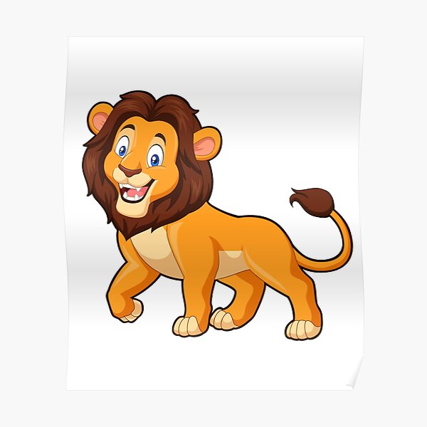 "Cute Cartoon Lion Prancing" Poster for Sale by animejones Redbubble