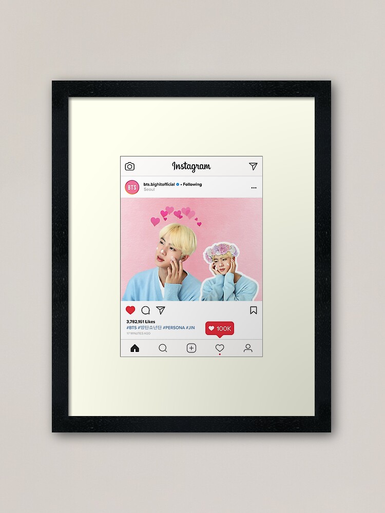 Bts Jin Instagram Edit Framed Art Print By Cutelittlepeach Redbubble