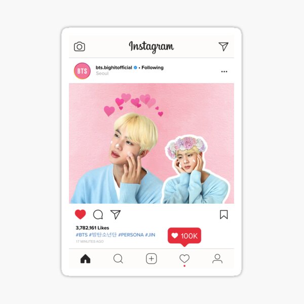 Bts Jin Instagram Edit Sticker By Cutelittlepeach Redbubble