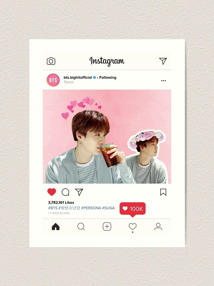 Bts Suga Instagram Edit Art Print By Cutelittlepeach Redbubble