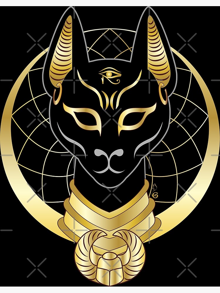 "Bastet goddess golden moon" Art Print for Sale by hagalart Redbubble