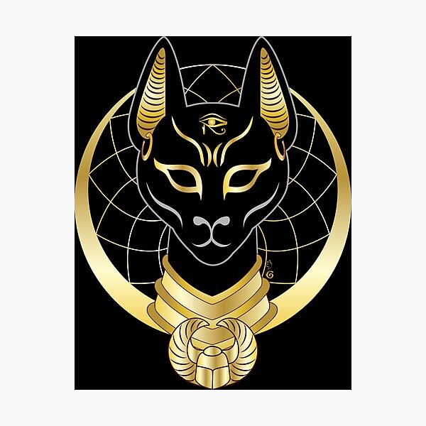 Bastet goddess golden moon Photographic Print
