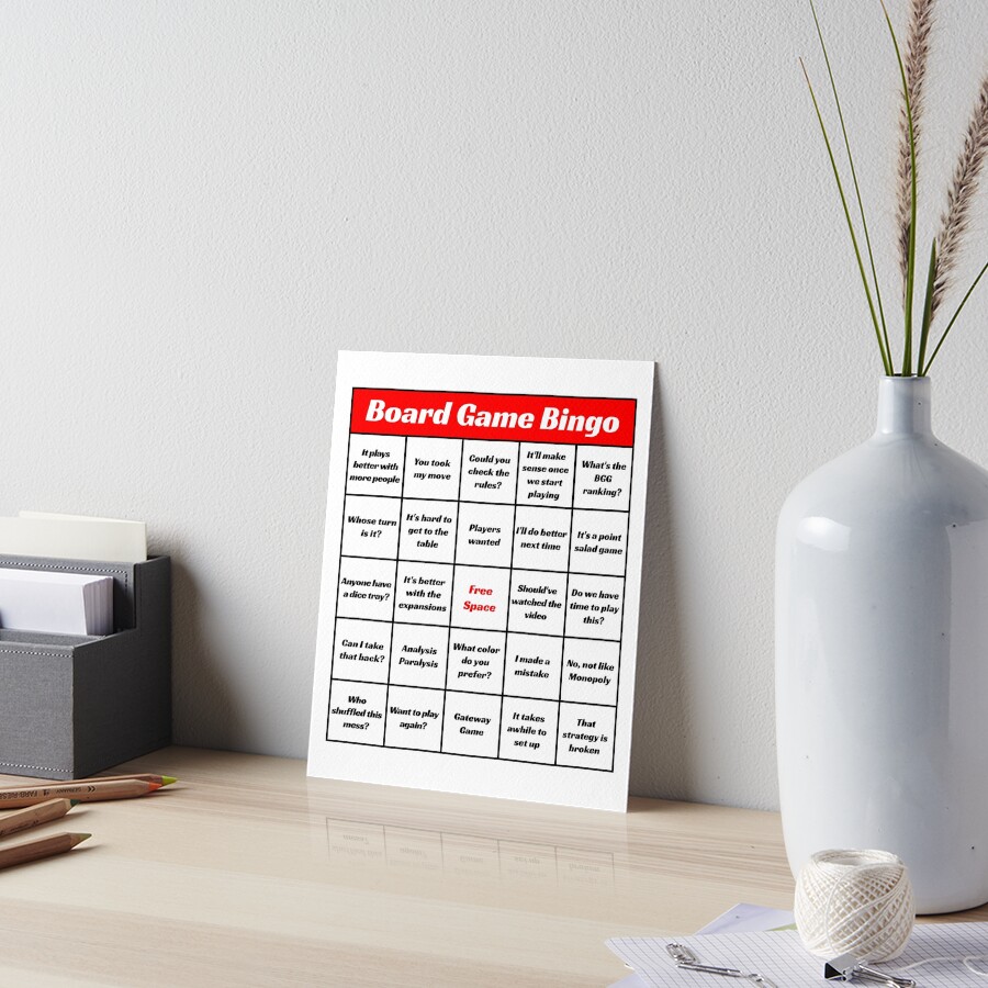 "Board Game Phrase Bingo" Art Board Print for Sale by nerdyboardgamer
