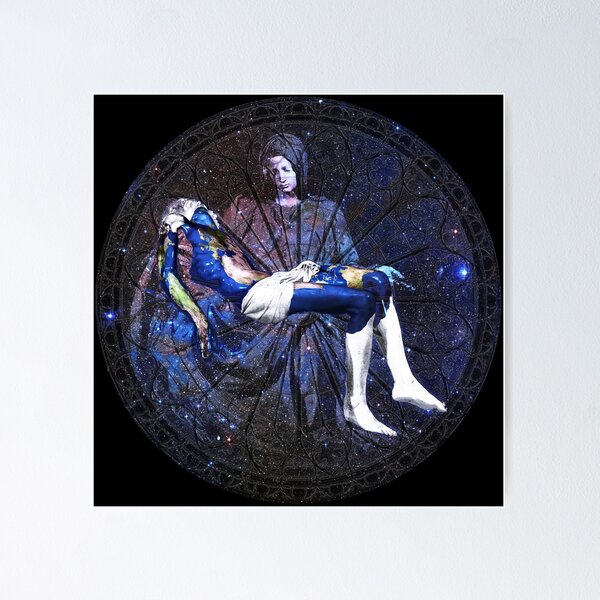 Item preview, Earth Pietà (Michelangelo) Through Notre Dame Stained Glass Rosette. designed and sold by worn.