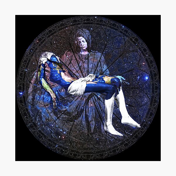 Item preview, Earth Pietà (Michelangelo) Through Notre Dame Stained Glass Rosette. designed and sold by worn.
