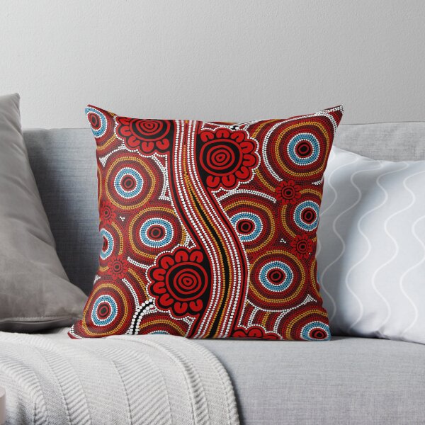 Authentic Aboriginal Art - Untitled Throw Pillow