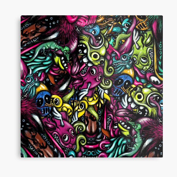 Doodle Pattern Strong Metal Print