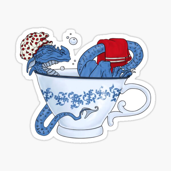 Dragon bathing in a teacup Sticker